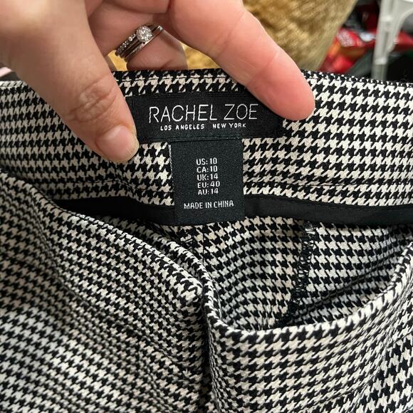 Rachel Zoe Black White Houndstooth Pants Size 10 Slim Ankle Stretch - Picture 8 of 9